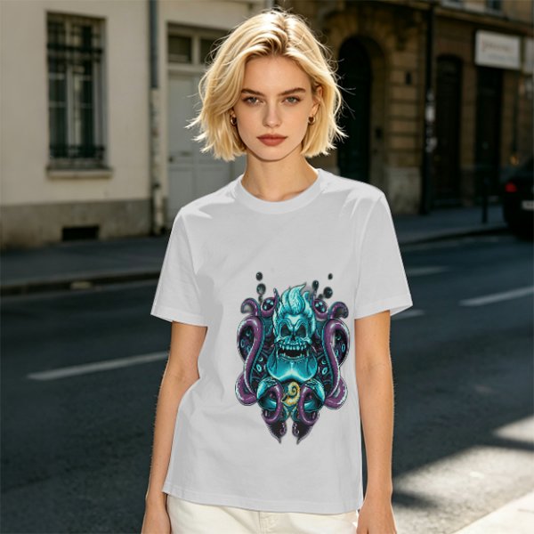 Olive T-Shirt With Octopus Skull Graphic Print
