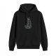 Black Hoodie With Cat Shaped Curiosity Text Graphic