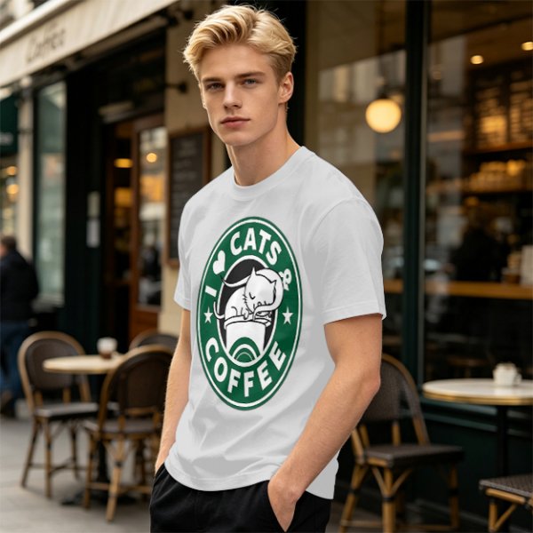 I Love Cats And Coffee Graphic T-Shirt