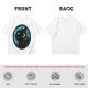 Olive T-Shirt With Black Cat And Crescent Moon Graphic