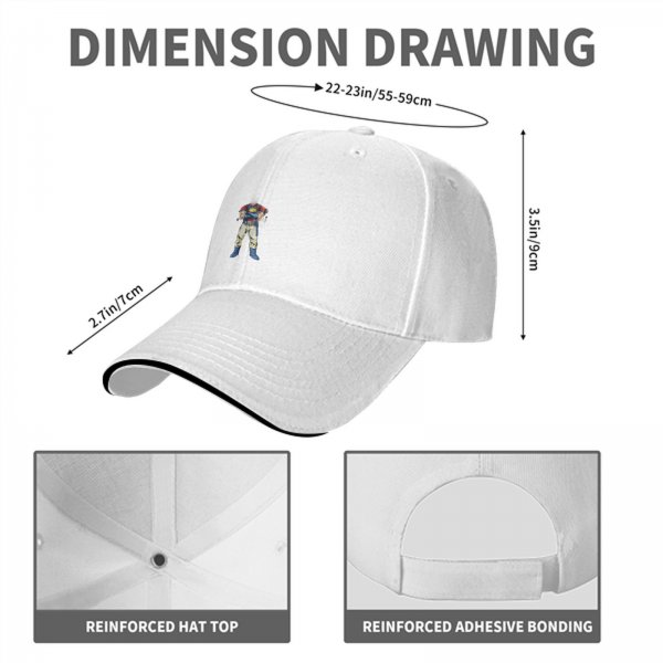 Black Baseball Cap With Cartoon Superhero Character Print