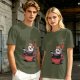 Olive T-shirt with Cute Sushi Dipping in Soy Sauce Graphic