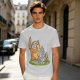 Olive T-Shirt With Whimsical Forest Creature Artwork Print