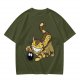 Olive T-shirt with Catbus and Soot Sprite Anime Print