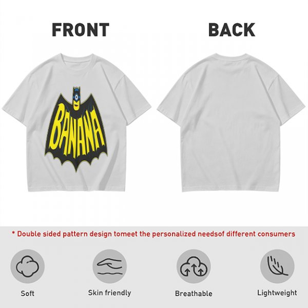Olive green t-shirt with banana bat logo graphic