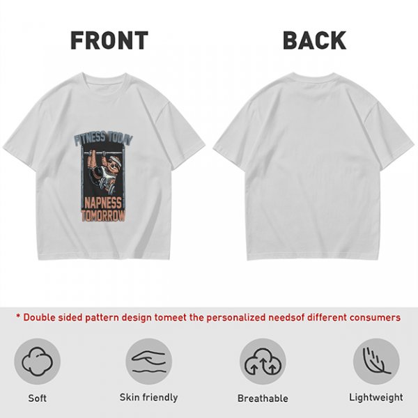 Olive T-Shirt with Sloth Fitness Today Napness Tomorrow Print
