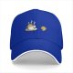 Black Baseball Cap with Coffee and Cookie Graphic Design