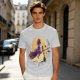 Olive t-shirt with witch flying on broom against full moon