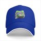 Black baseball cap with neon skull juice box graphic