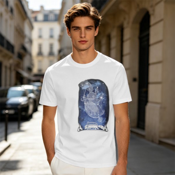 Olive T-Shirt With Constellation Totoro Starry Night Print