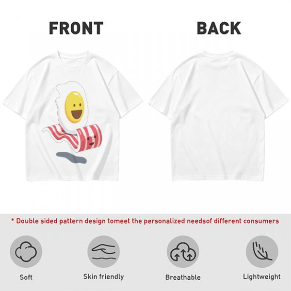 Olive T-Shirt With Happy Fried Egg And Bacon Graphic Print