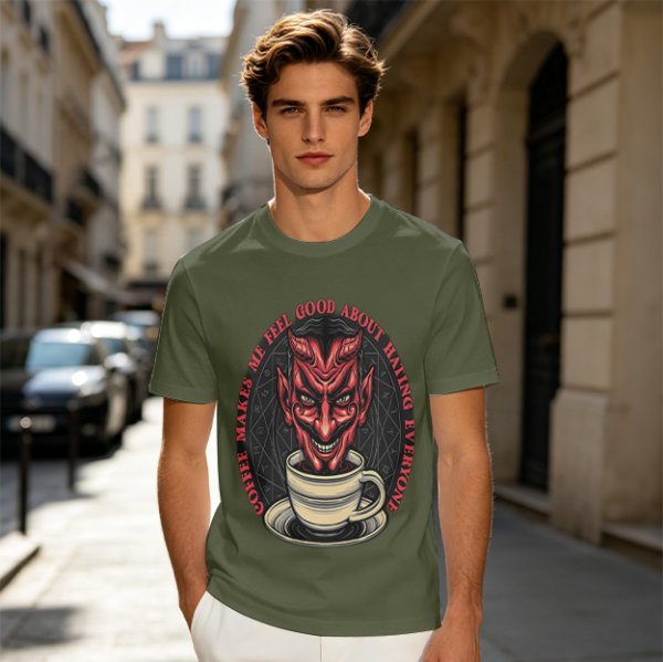 Coffee Makes Me Feel Good About Hating Everyone Devil T-Shirt