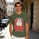 Olive T-Shirt with Cute Ghosts on Red Armchair Graphic
