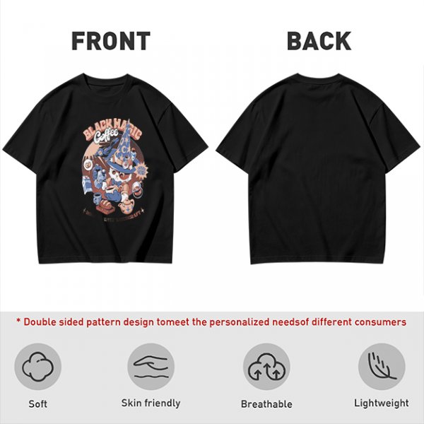 Olive T-Shirt with Black Magic Coffee Wizard Cat Graphic