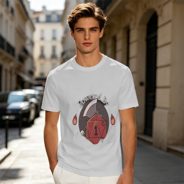 Powered By 1 D20 Dice T-Shirt For Tabletop RPG Fans