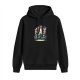 Black hoodie with retro sci-fi character group graphic print