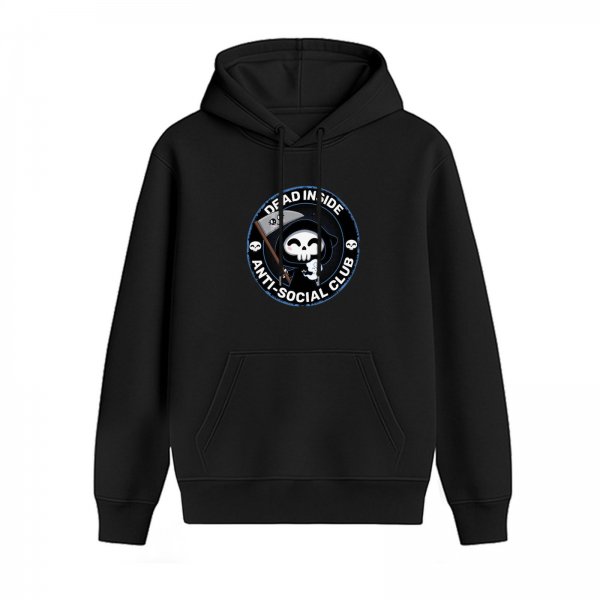 Dead Inside Anti-Social Club Cute Grim Reaper Graphic Hoodie