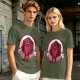 Olive Green T-Shirt With Cartoon D20 Vampire Graphic