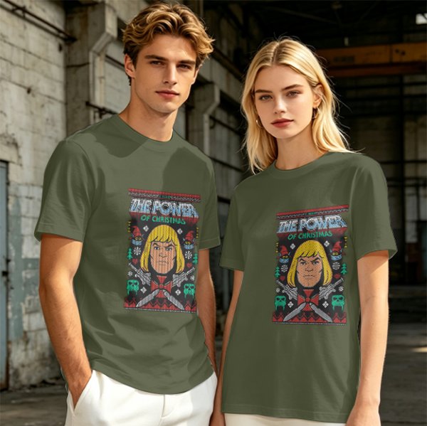 He-Man The Power of Christmas Graphic Olive T-Shirt