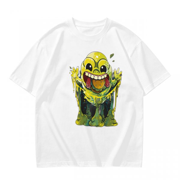 Olive T-Shirt With Playful Green Slime Monster Graphic