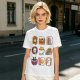 Olive T-Shirt With Cute Breakfast Cat Graphic Print