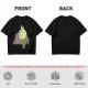 Olive T-shirt with whimsical forest spirit and small animal graphic print