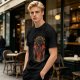 Olive T-Shirt with Vampurr Black Cat Vampire Graphic