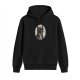 Black Hoodie With Oval Vintage Portrait Graphic Print