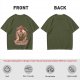 Olive T-shirt with parody monster anime graphic print