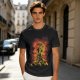 Olive T-Shirt With Fiery Skull Warrior Graphic Print