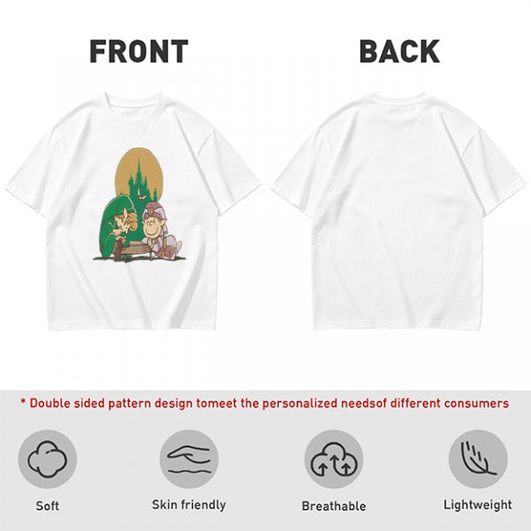 Olive Green T-Shirt With Zelda Themed Cartoon Characters Print
