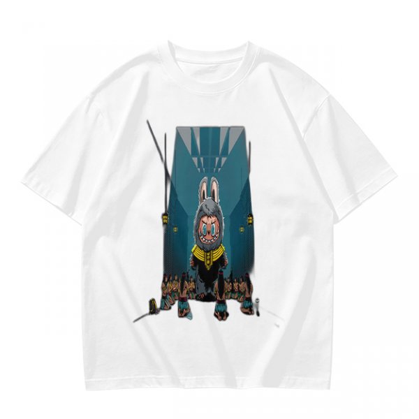 Olive Green T-Shirt With Cartoon Rabbit Character Graphic