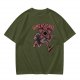 Olive green t-shirt with dimensional demogorgon graphic print