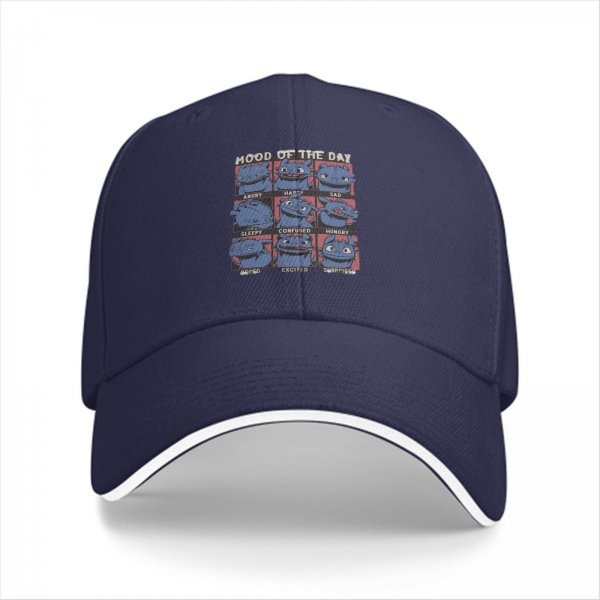 Black baseball cap with 'Mood of the Day' dragon emotion grid print
