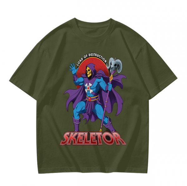 Skeletor Lord of Destruction Graphic Olive T-Shirt