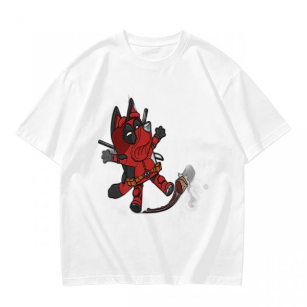 Olive Green T-Shirt With Cute Deadpool Dog Graphic Print