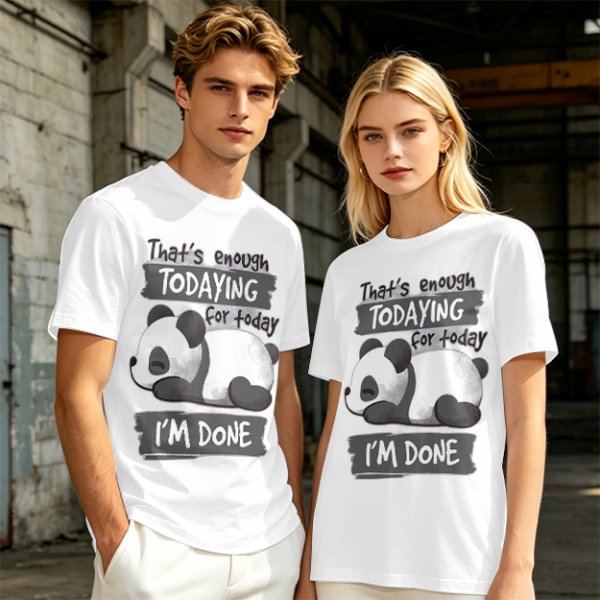 Oversized Graphic T-Shirt with Tired Panda 'That's Enough Todaying For Today I'm Done'