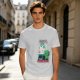 Olive green graphic tee with alien painting 'First the Earth Then Uranus'