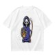 Olive T-Shirt With Cute Grim Reaper Holding Wilted Potted Plant Print