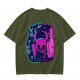 Olive Green T-Shirt With Neon Hollow Knight Character Art