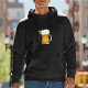 Black Hoodie With Beer Sheep Graphic Print