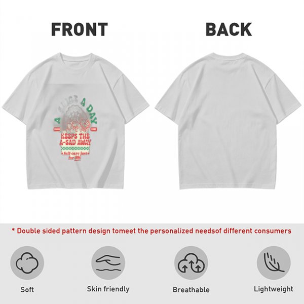 Olive graphic t-shirt with funny cat and 'keeps the a-sad away' text