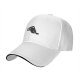 Black baseball cap with a cartoon crow holding a coffee cup