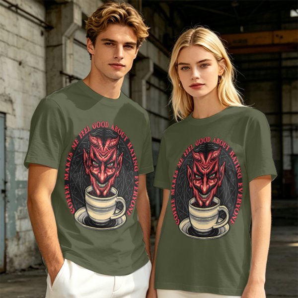 Coffee Makes Me Feel Good About Hating Everyone Devil T-Shirt