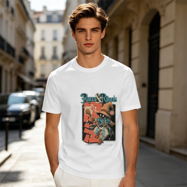 Olive Green T-Shirt With Runes & Rituals Wizard Graphic