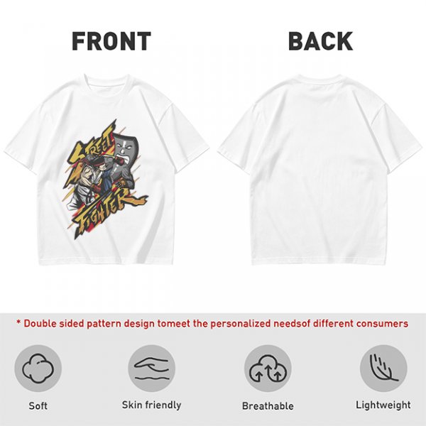 Olive Street Fighter Graphic T-Shirt with Fighting Character Art