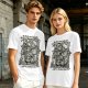 Olive t-shirt with medieval wanderer graphic and gothic text print