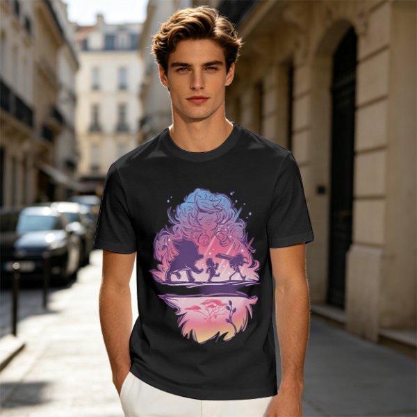 Olive T-Shirt With Fantasy Silhouette Group Art Print