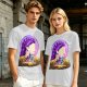 Olive T-Shirt With Purple Haired Woman And Concert Stage Print