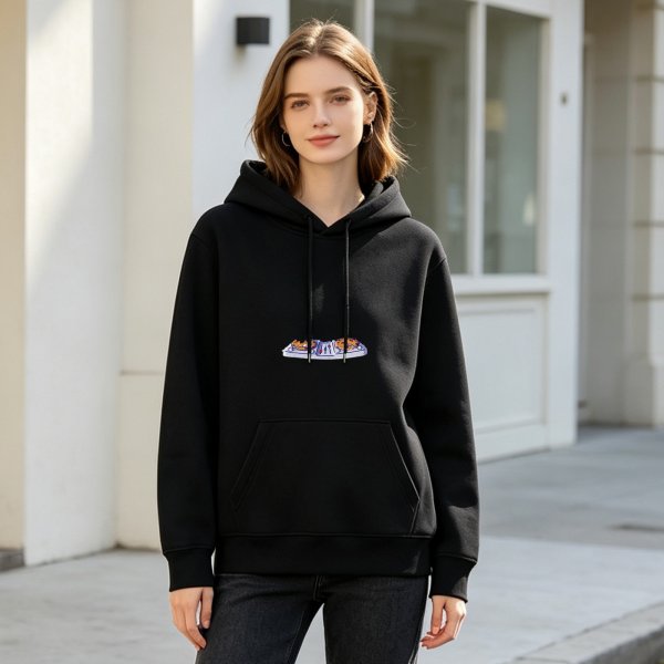 Black Hoodie With DJ Controller Graphic Print